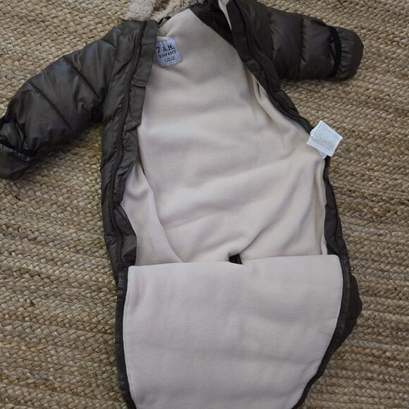 7 Am Enfant Doudoune Infant Coat Sack Boy Girl Winter Coat 6-12Months ~ Brown - Picture 4 of 9